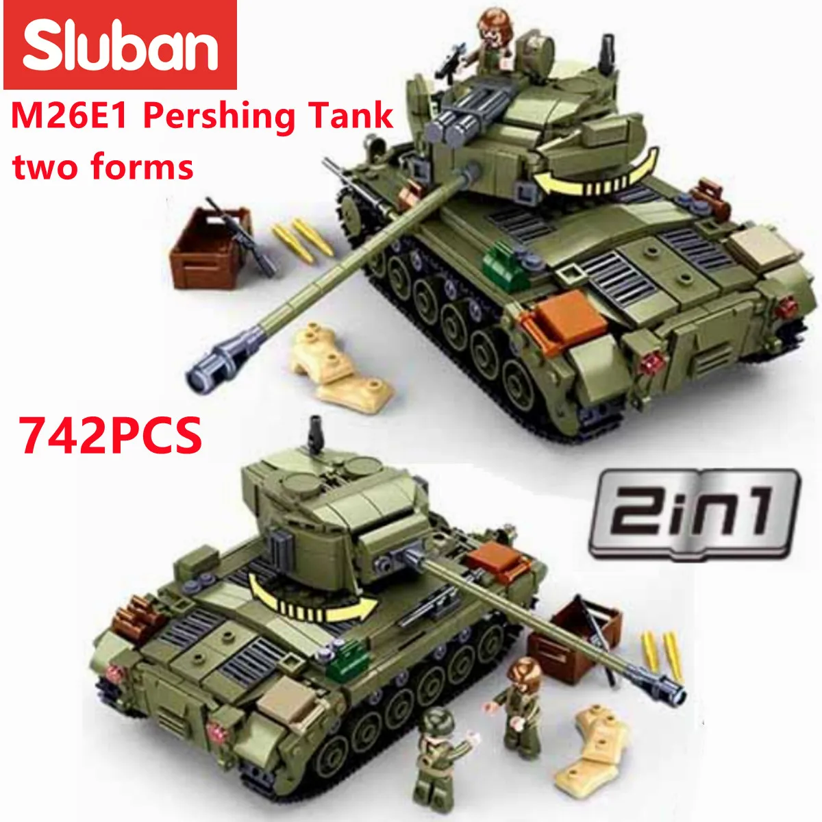 

Конструктор Sluban, игрушки WW2, армия M26E1, средний танк Першинга, 742 деталей, кирпичи, военное строительство, подходит для ведущих брендов