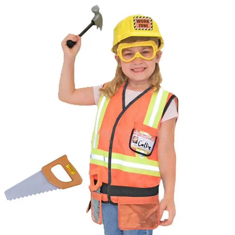 

Funny Construction Worker Costume Kit Kids Boys Children Role Play Toy Set Career Costumes Heavy Worker Cosplay