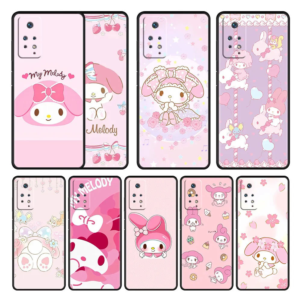

Case For Xiaomi Redmi Note 11T 11S 11 10 8 Pro 9 9S 9T 8T for Mi 10 8 9A 9C 10C K40 K50 My Melody Pink Sakura Play Carousel