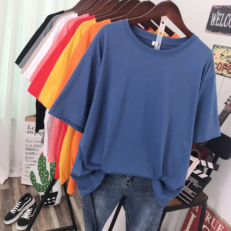 Женская футболка с коротким рукавом зеленая свободная из чистого хлопка Экстра