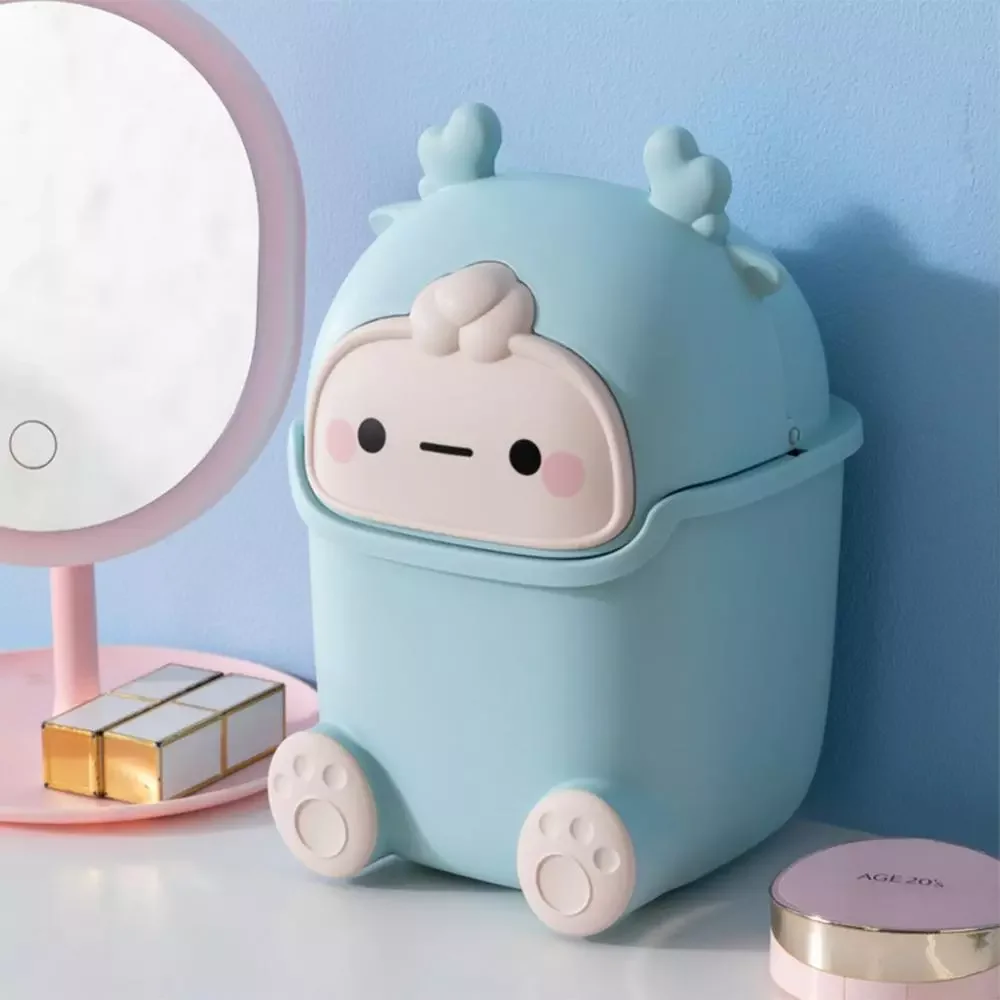 

Desktop Trash Can Cute Cartoon Trash Can Office Supplies With Lid Portable Living Room Tea Table Kitchen Trash Can