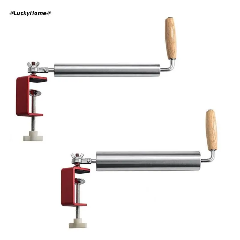 

11UA Stainless Steel Rolling Pin Fixed Bracket with Wood Hand Adjustable Thickness Kitchenware for Pastry Baking Cake Fondant