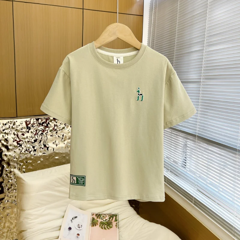 HAZZYS Children's Clothing Boys Short-sleeved T-shirt Summer Clothes 2023 New Casual Comfortable Short-sleeved Tops