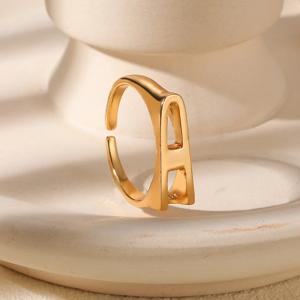 Кольца с буквами и инициалами для женщин позолоченные 26-буквенные кольца