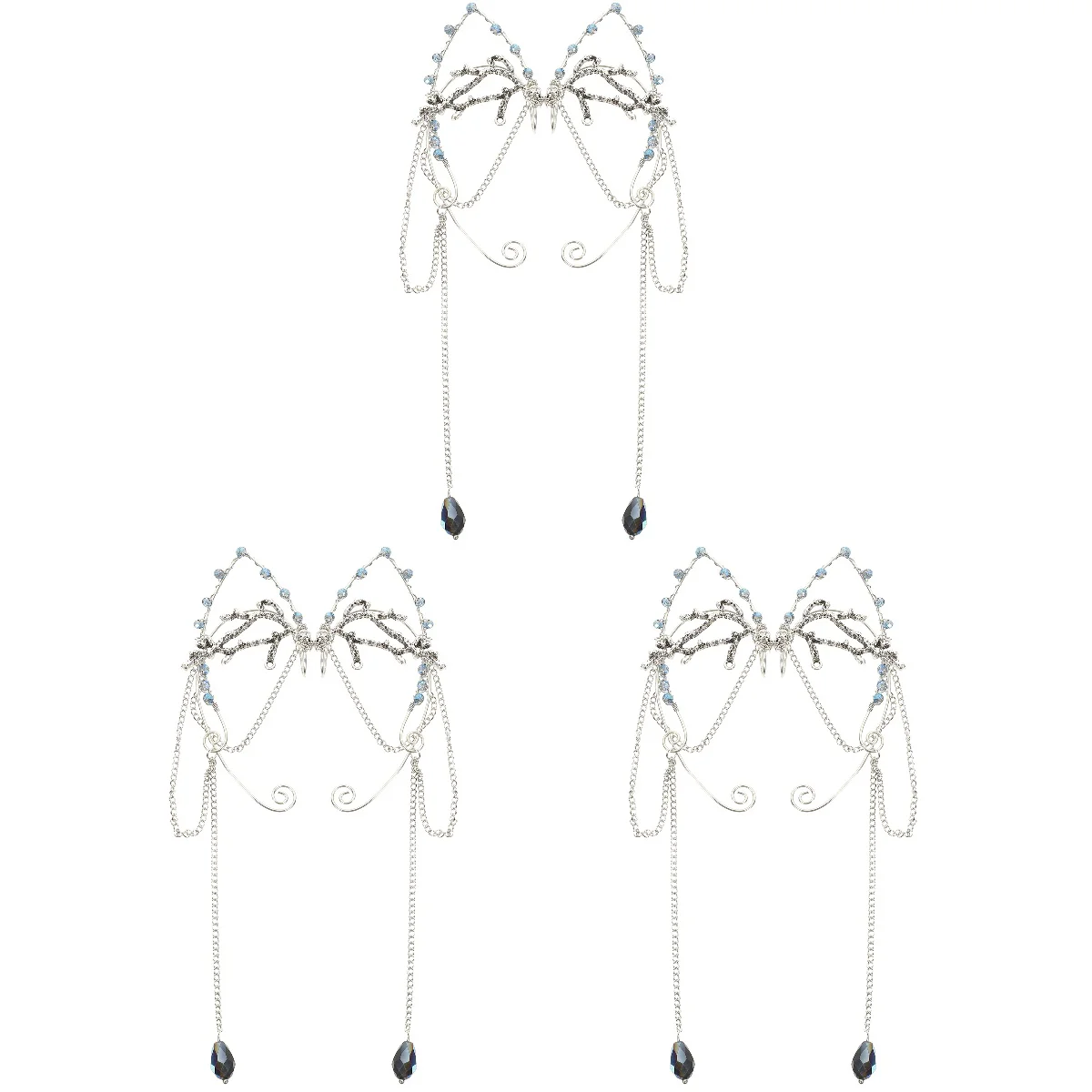 

Женские серьги-клипсы с кисточками Elf, модные уникальные серьги-клипсы для девушек и женщин, эффектные ювелирные изделия, 3 пары