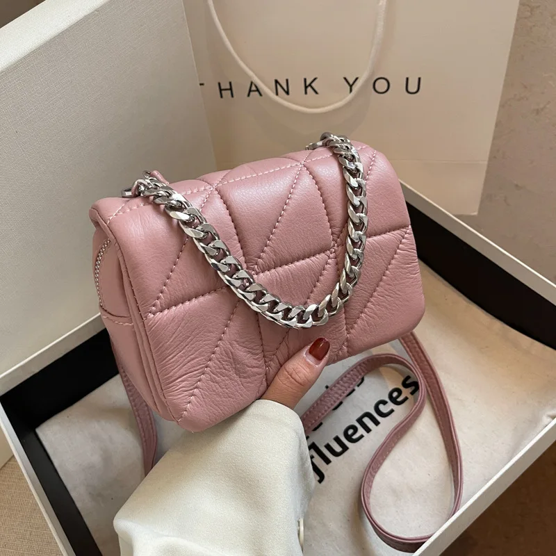 

Leather Designer Luxury Shoulder Bag With Chain Women Small Purses And Handbag Mini Pink White Crossbody Bag For Women 2022 New