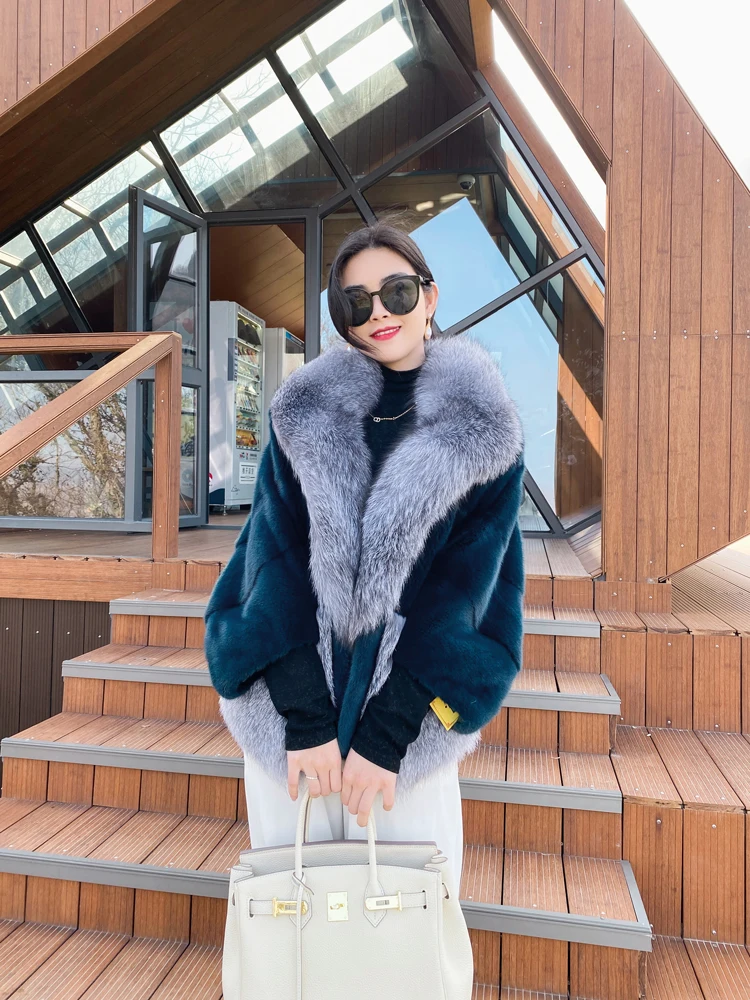 2022 New Import Real Mink Fur Coats Women High Quality Winter   Fox Fur Warm Thick Natural Mink Fur Jackets Female Parka