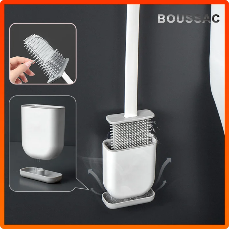 With Toilet Holder's Silicone Toilet Brush Bathroom Accessories Wall-mounted Toilet Accessories Leakproof Brush Stand