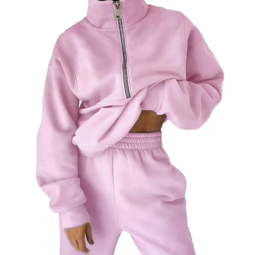 

Свободный спортивный костюм, стильные женские зимние спортивные костюмы, удобные теплые комплекты из двух предметов для спорта, повседневная одежда, комплект из топа и брюк