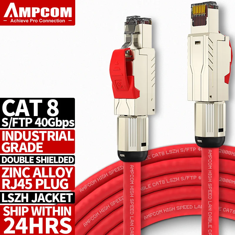 

Патч-Кабель 7469 Ampcom Cat8 Cat7 Ethernet, S/Ftp 22AWG Gescreend Effen, 2000 МГц, 40 Гбит/с