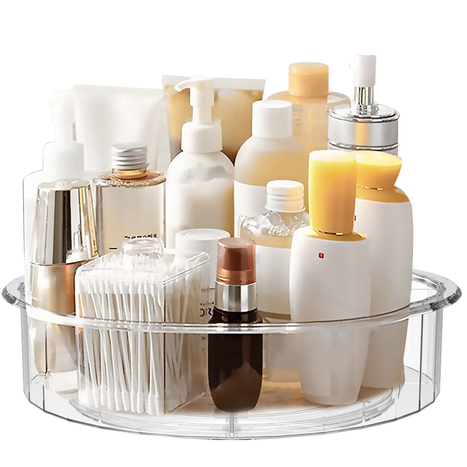 

Lazy Susan Organizer with Removal Dividers Clear Lazy Susan Turntable Non-Slip Rotating Tray Organizer Spinning Storage Tray