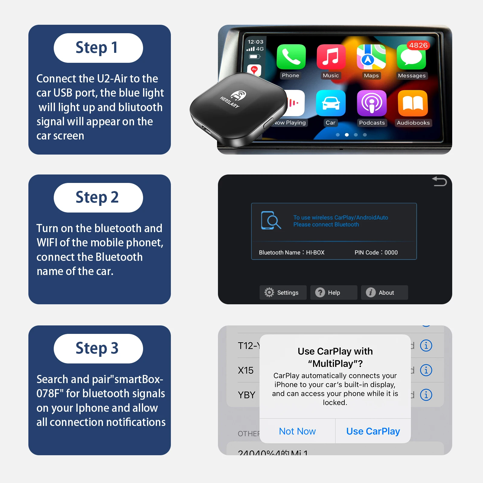 Беспроводной адаптер Leranda Carplay для IOS APPLE Автомобильный мультимедийный