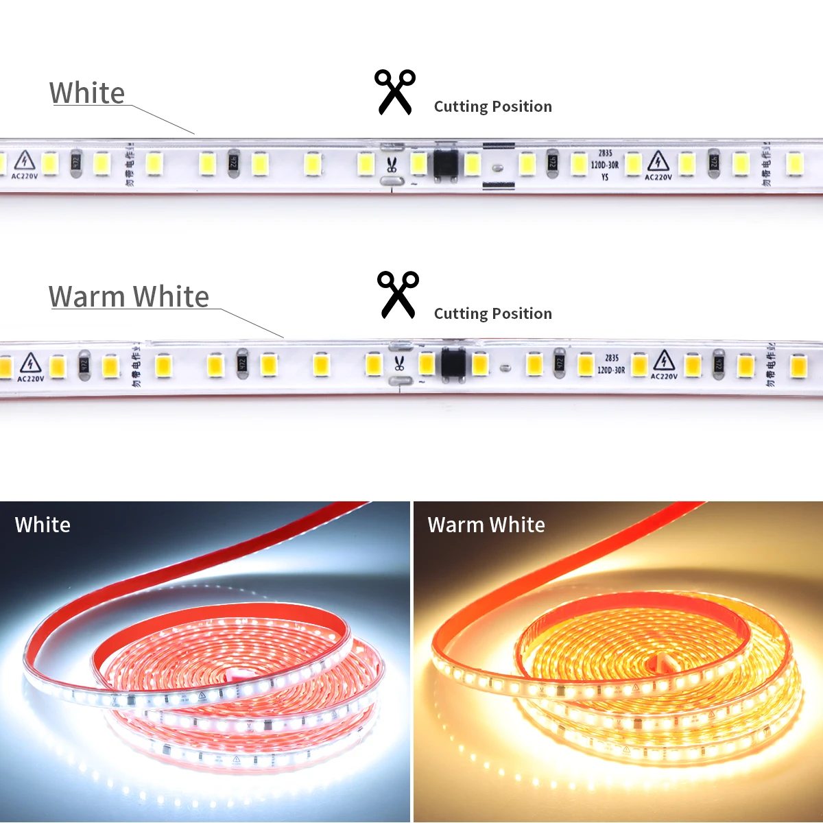 1-30 м Светодиодная лента 220 В 2835SMD водонепроницаемая гибкая светодиодная Диодная