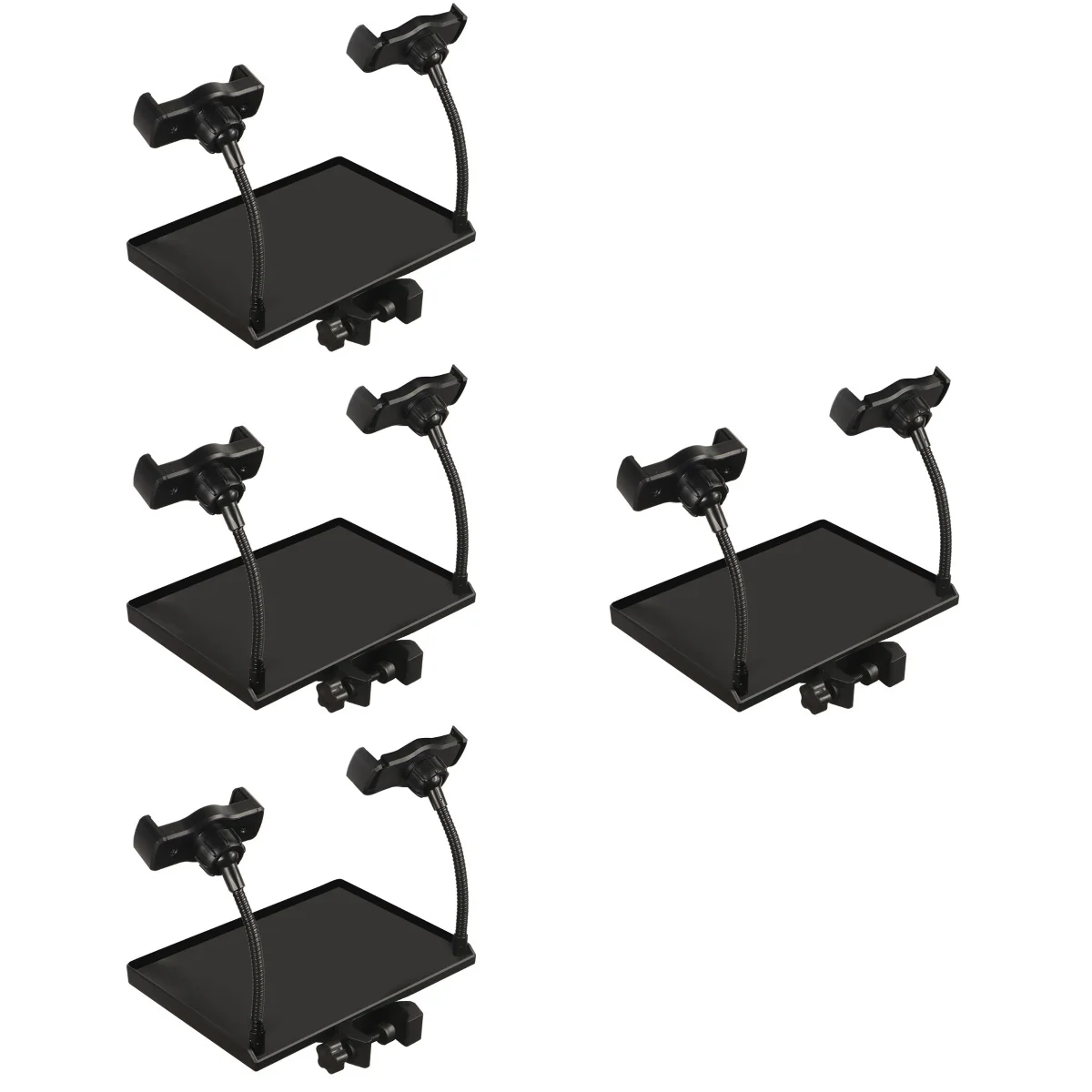

4pcs Microphone Stand Tray Clamp Stand Shelf Sound Tray with Holder