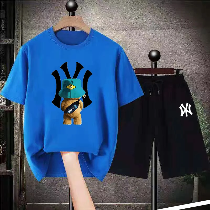 Luxury Short Sets Cotton Mens Clothing Bear Print Oversize Women Comfy Tshirt Shorts Brand Outfit Fashion Hip Hop Streetwear Set