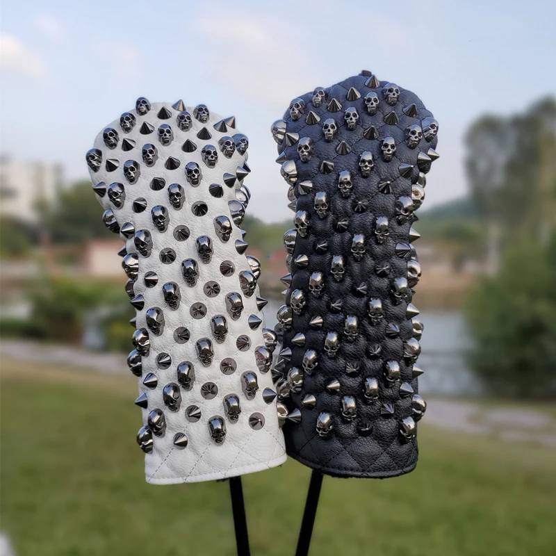 

Personalized skull spikes universal golf wood cover club head cover rivet ball head cap sleeve protective sleeve