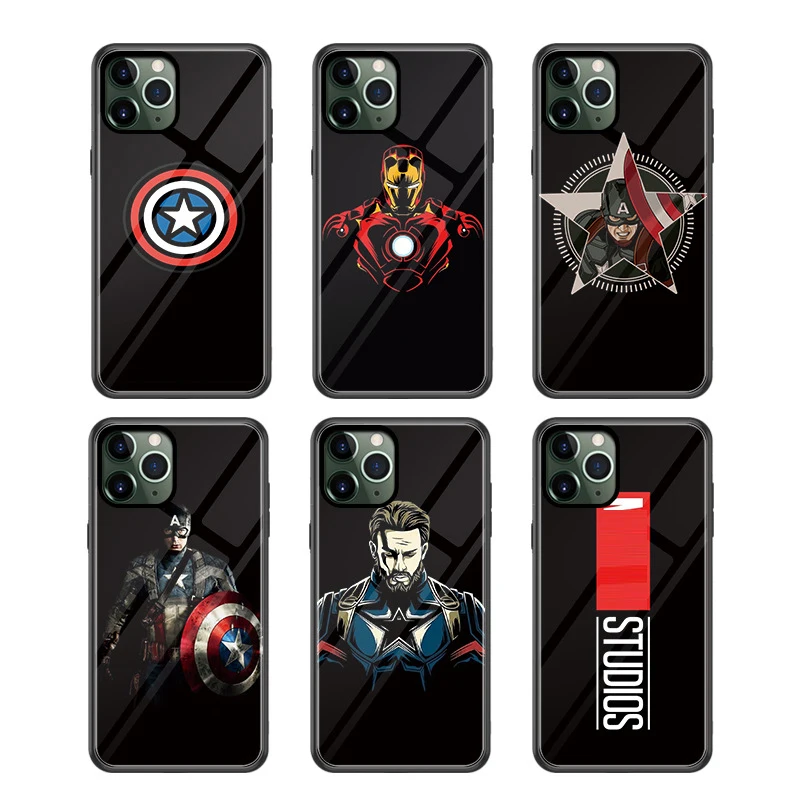 

Чехол с изображением героев Диснея «Новые мстители», Apple 13 Pro Max, для iphone12 Pro, стеклянный защитный чехол «Железный человек» Xr Xs