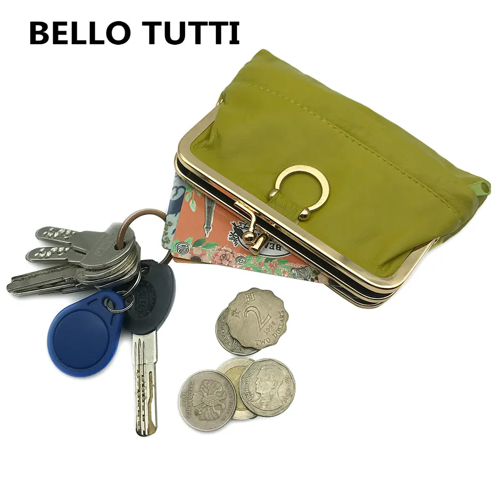 

BELLO TUTTI Original Women Mini Coin Purse Genuine Leather Key Wallets Metal Hasp Sheepskin Card&ID Holder Change Bag Money Clip