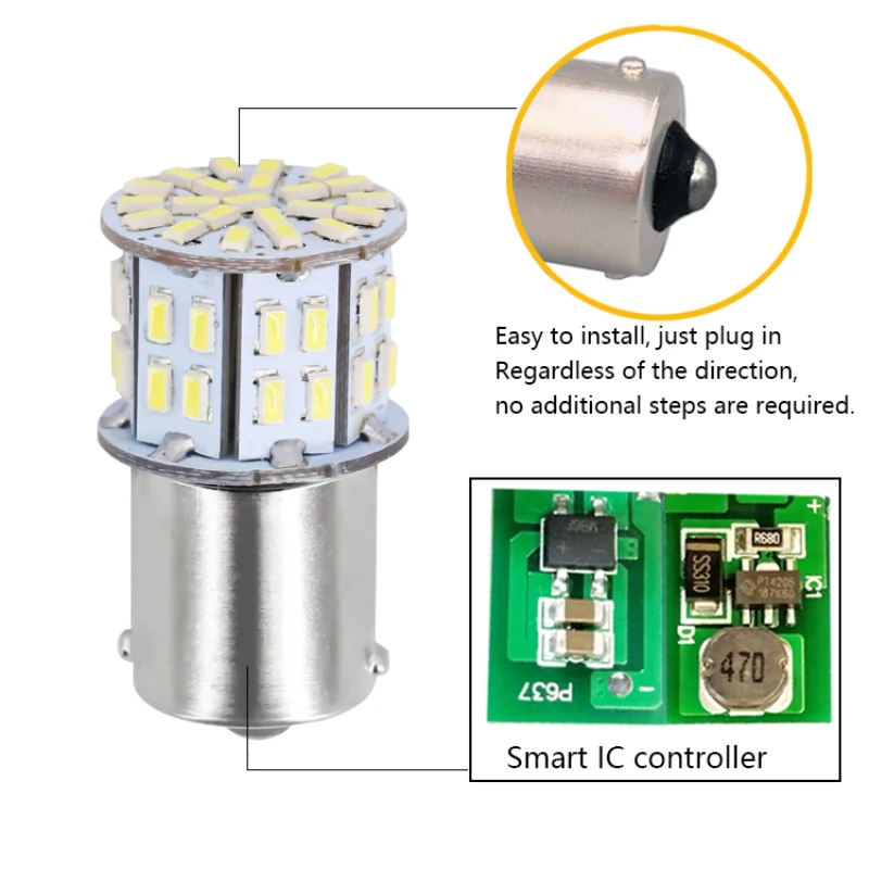 2 шт. автомобисветодиодный светодиодные лампы 12-24 в 1156 P21W 50SMD 3014