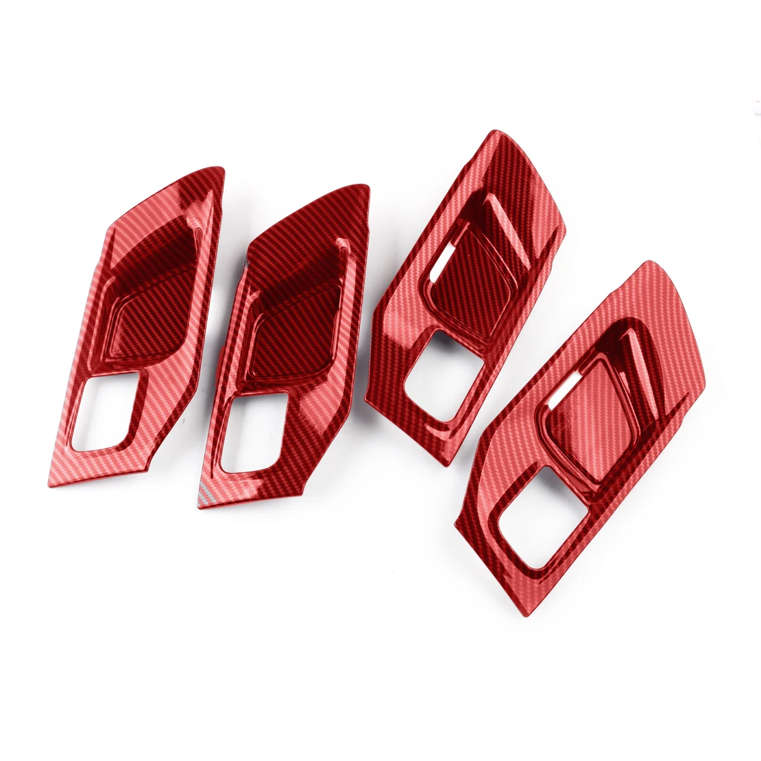 

8Pcs Interior Door Handle Bowl Cover Trim Decor Carbon Fiber Style Red Fit for Dodge Ram 1500 2021 2020 2019 ABS
