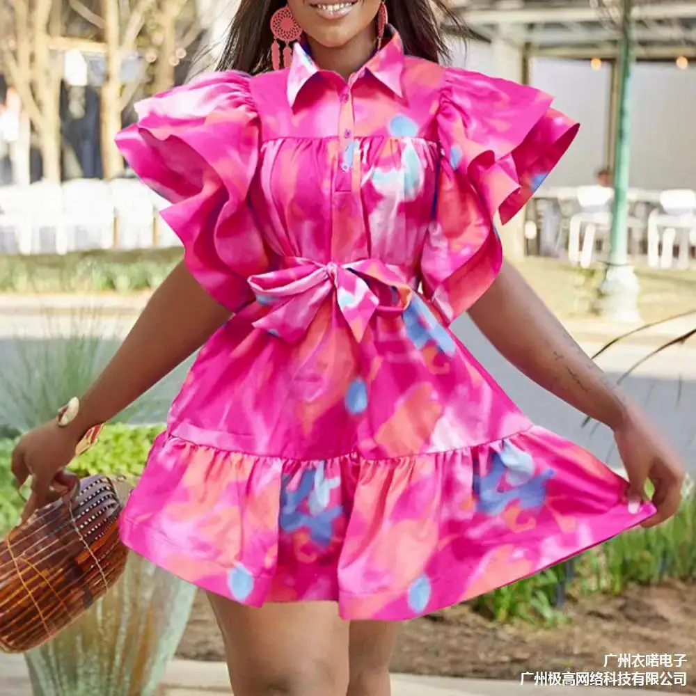 Feifei рукав с рюшами по краям рубашка на пуговицах весенне-летняя мода