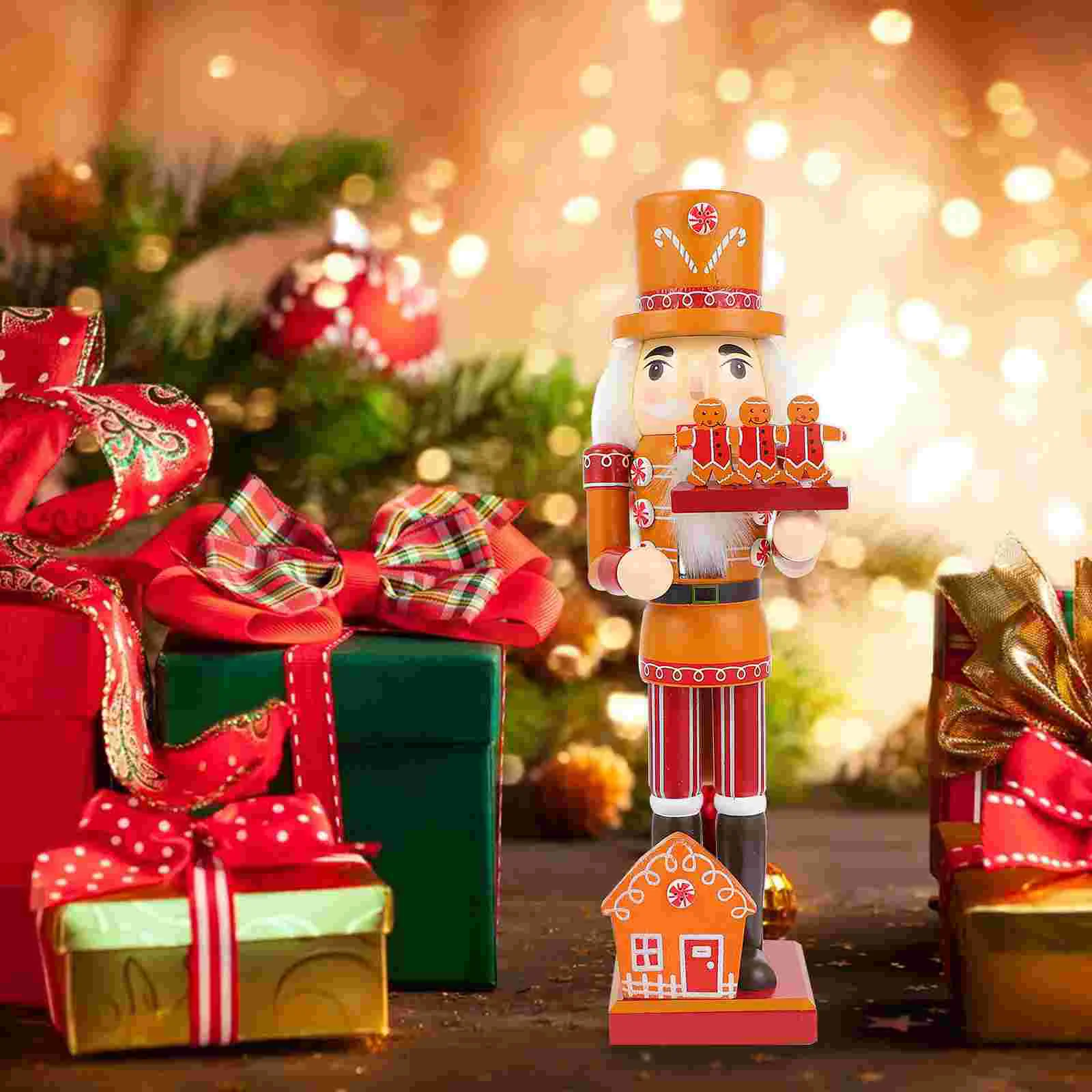 

Xmas Nutcracker Soldier State Desktop Decoration Christmas Nutcracker Layout Prop Wooden Nutcracker Figurine 35x10x8cm