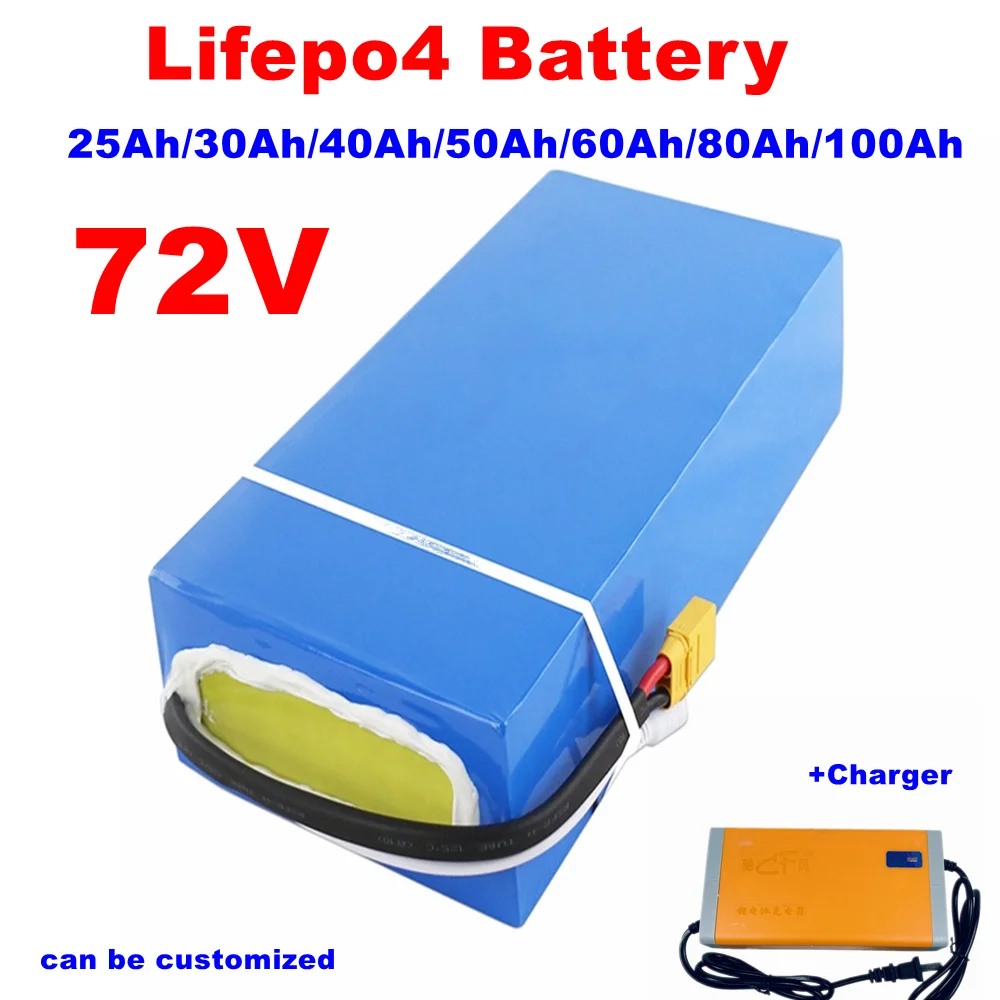 

72v 50Ah 60Ah Lifepo4 Lithium Battery 72V 40Ah 100Ah 80Ah BMS For 3000w 5000W Scooter Ebike Motorcycle Forklift +Charger