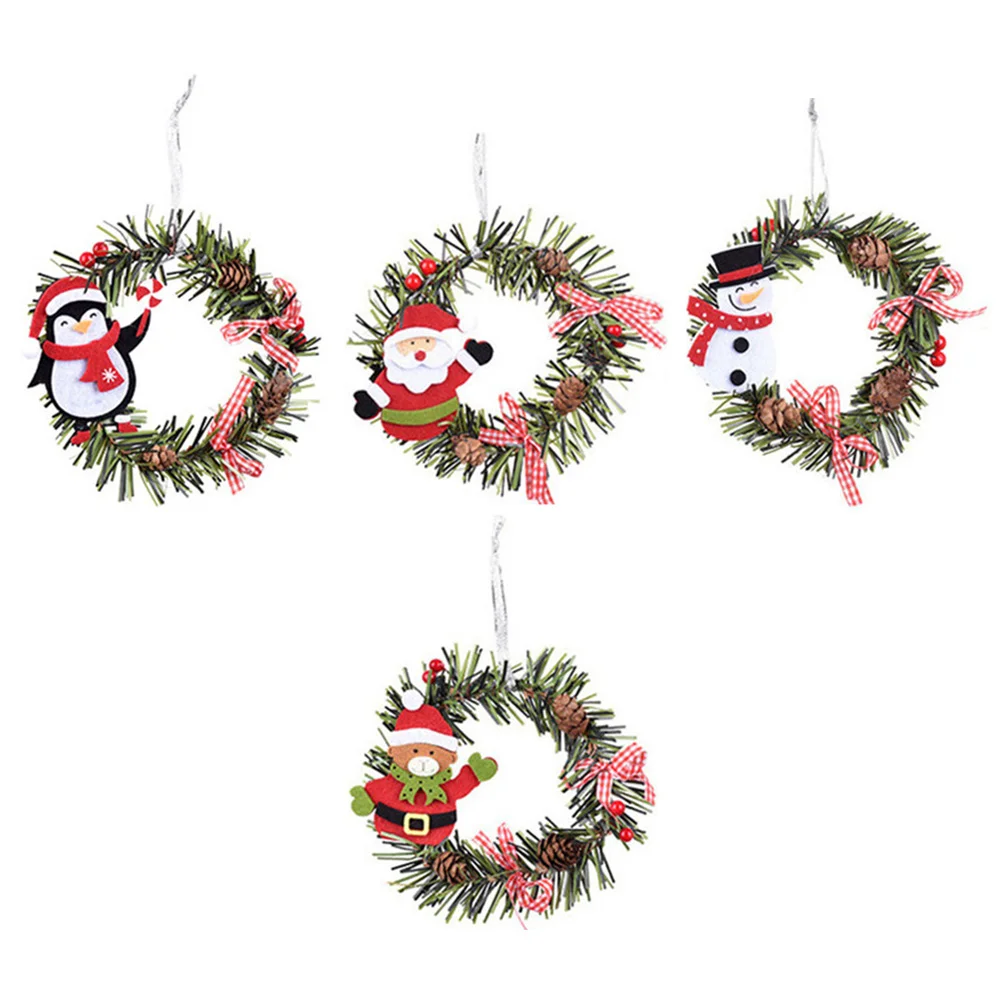 

Christmas Wreath Decor Door Wall Ornament Pendant Hanging Garland Tree Holiday Party Artificial Front Mini Pine Scene Decors