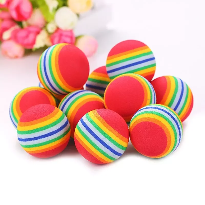 

2023NEW Interactive Cat Toys Ball Play Chewing Rattle Scratch EVA Training Attract Entertain Rainbow Dog Cat Toy Ball