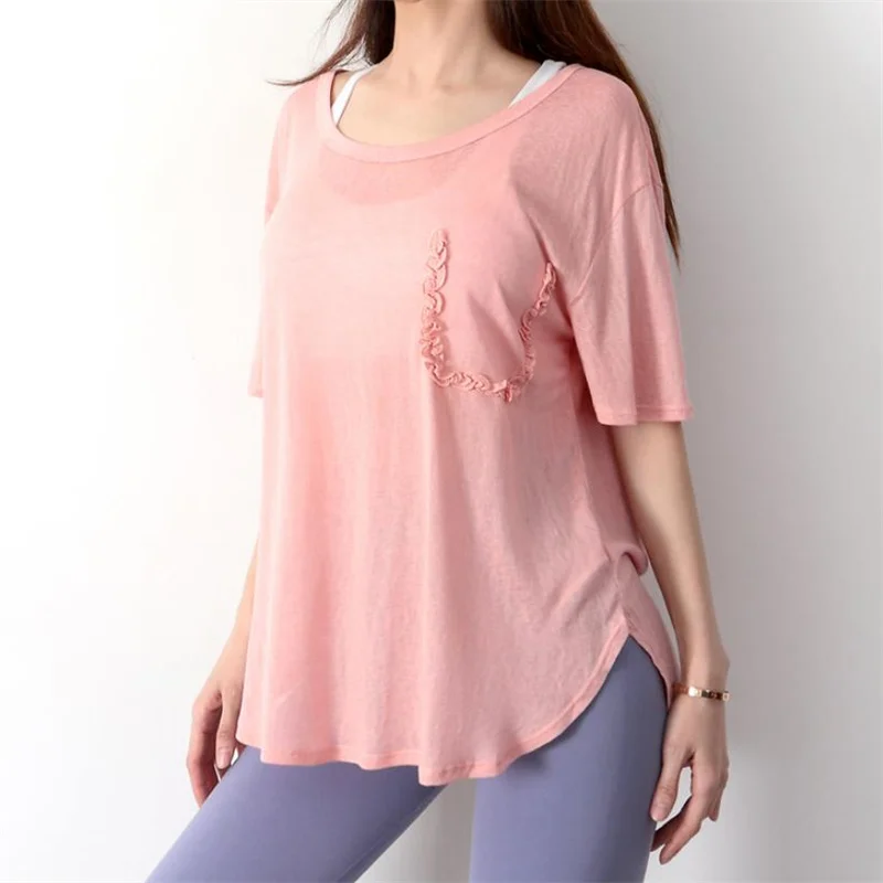 

Quick Dry Loose Short T-shirt For Womens Short Sleeve Workout Tops Sport Wear for Women Gym Fitness