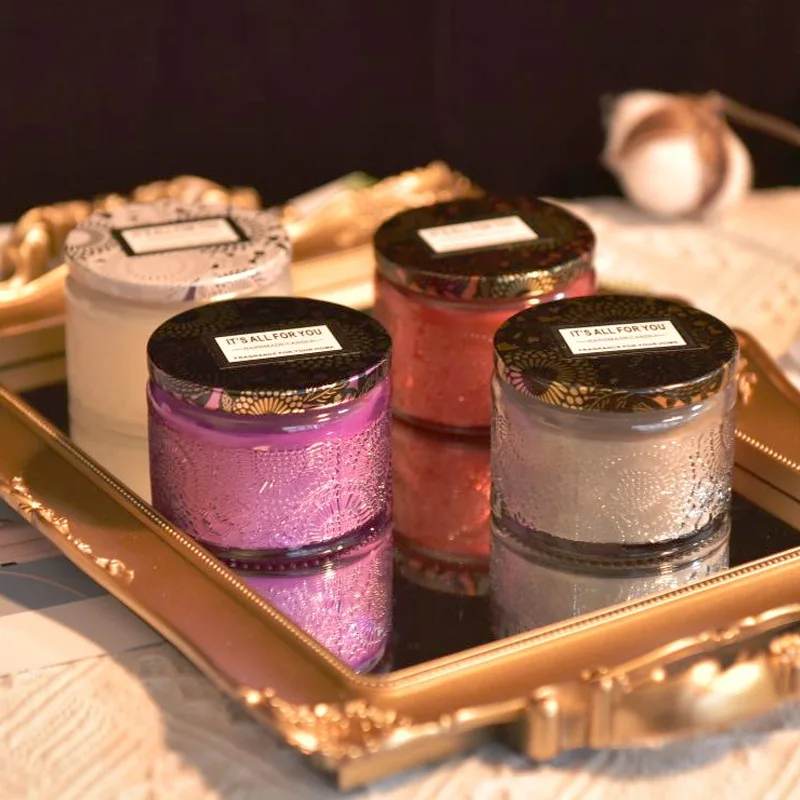 

DIY Embossed Crystal Glass Scented Candle Holder Creative Wedding Candlestick Plant Wax Candlestick Dining Home Bedroom Decor