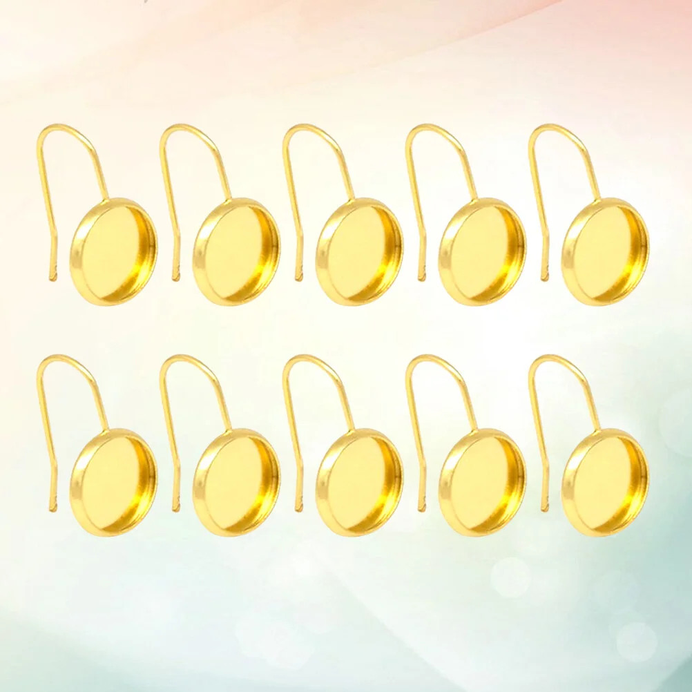 50pcs Silver Stainless Steel Blanks Earring Bezel Setting Wire Hooks Settings Trays for Jewelry Making and DIY Crafts