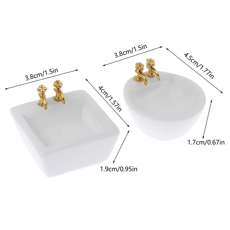 

1:12 Square Oval Bathroom Sink Model House Furniture Model Decor Toy Accessory Dollhouse Miniature Simulation Ceramic Wash Basin