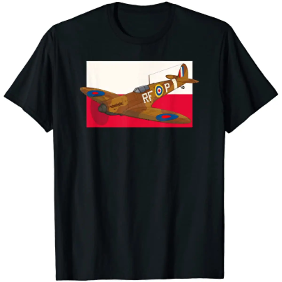 Polish Spitfire WW2 Poland Flag Fighter Plane Diagram Men T-Shirt Short Sleeve Casual 100% Cotton O-Neck Summer TShirt