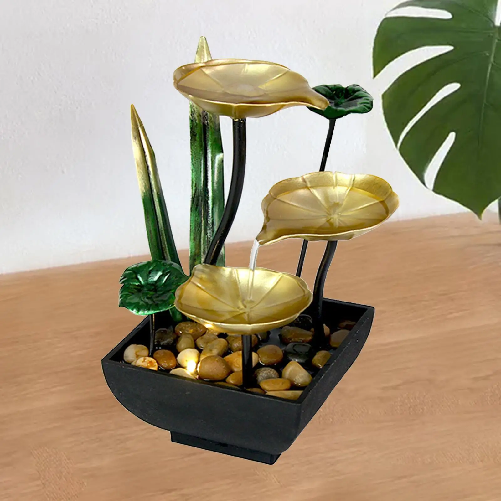 

3-Tier USB Desktop Water Fountain Waterfall with LED Light Crafts Bedroom