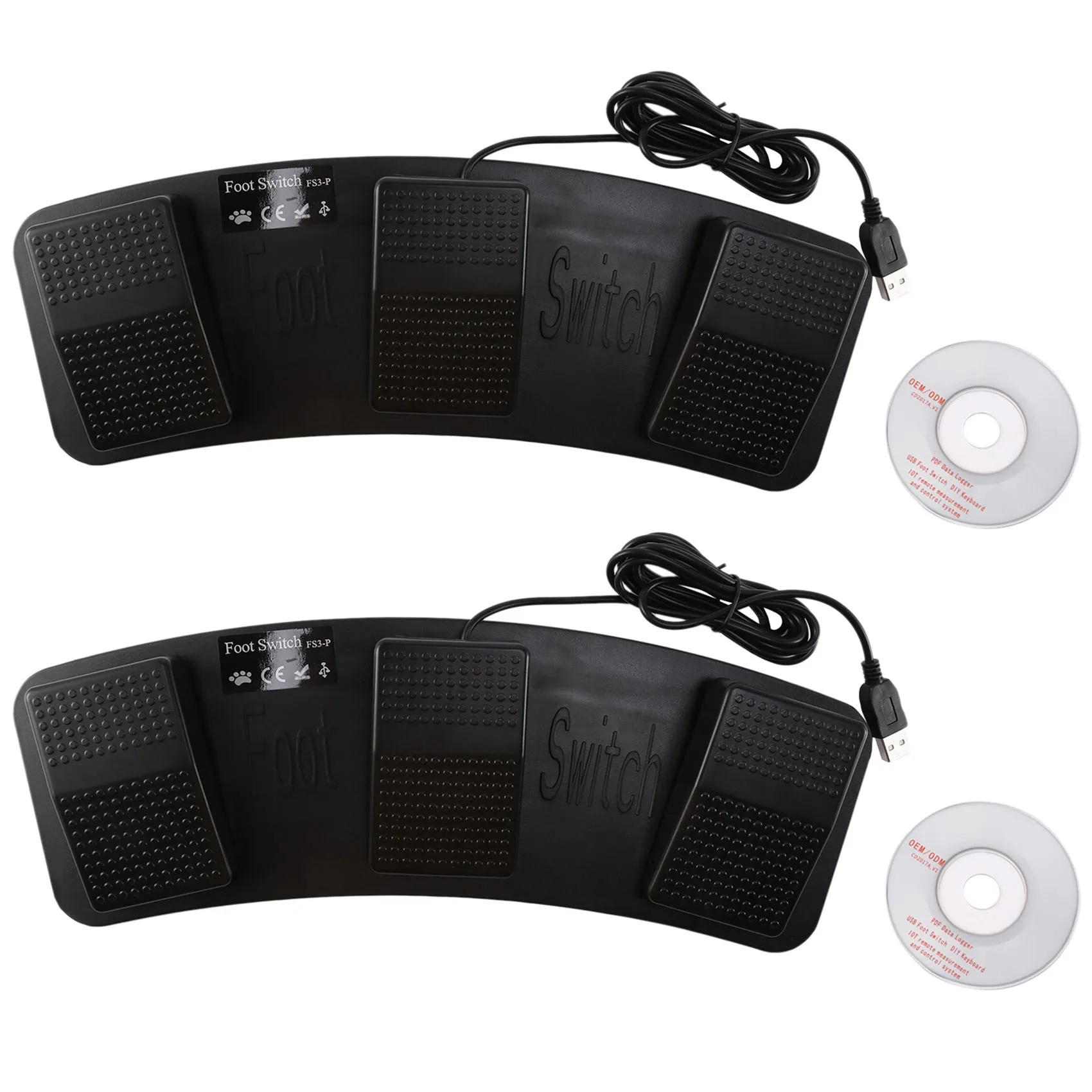 

2X Fs3-P USB Triple Foot Switch Pedal Control Keyboard Mouse 3 Pedals Simulate Any Key on Keyboard Combination Key