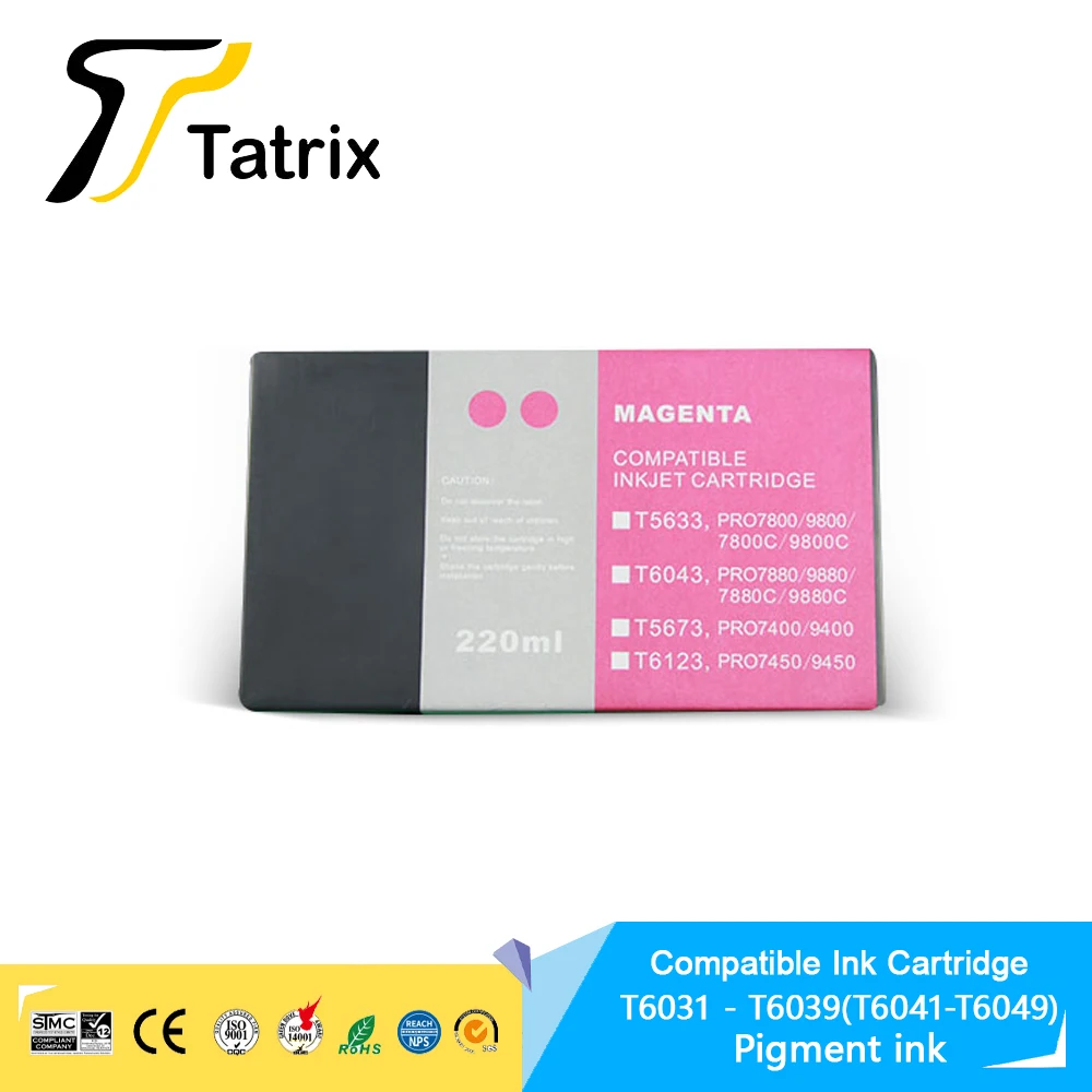Пигментные чернила Tatrix 220 мл/шт. T6041 T6042 T6043-T6049 совместимый картридж для принтера