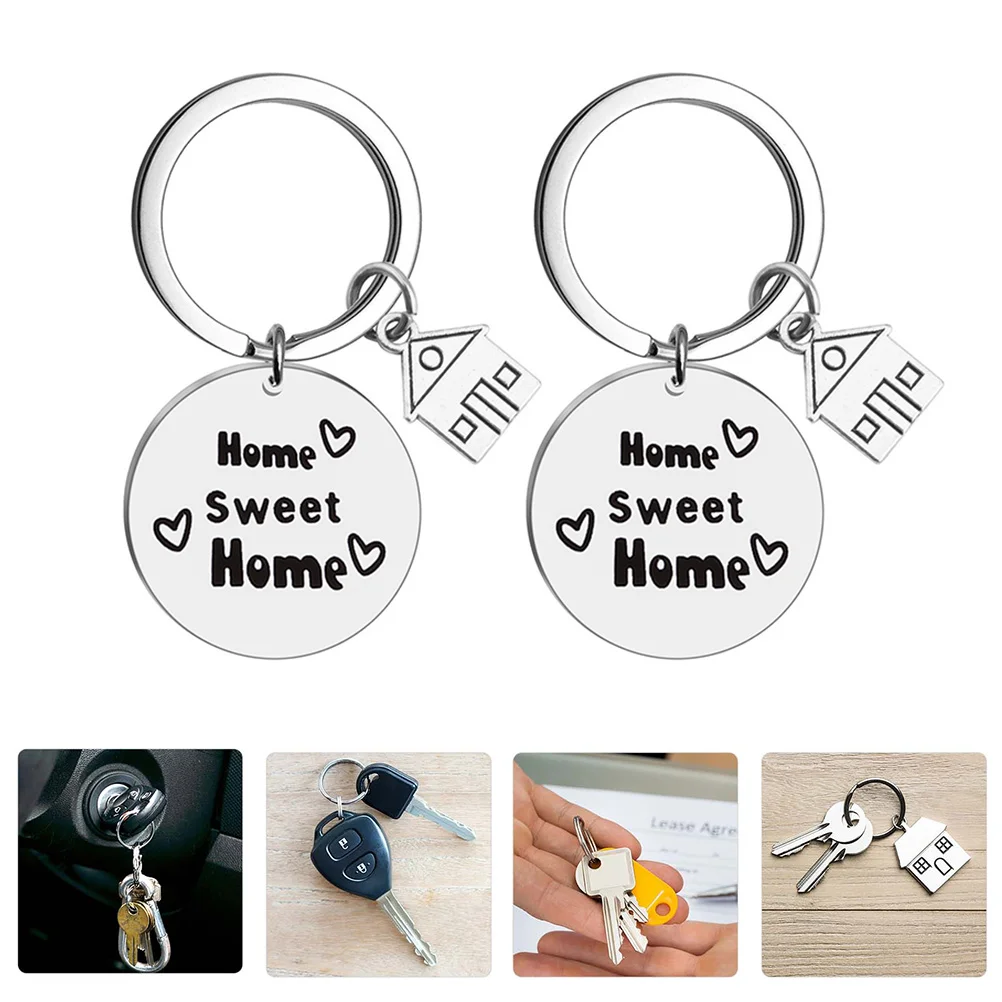 

2pcs Keychain Engraved Key Chains Housewarming Key Ring New Adventures Present