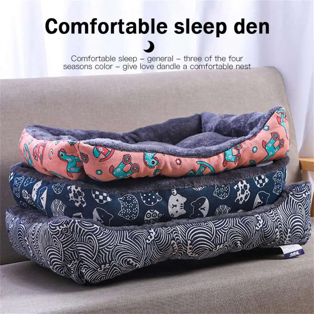 

Cartoon Pet Nest Arctic Velvet Canvas Pet Cat Dog Bed Super Soft Full And Elastic Warm Pet Accessories Kennel Comfortable