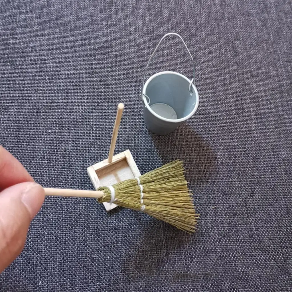 

3 Pieces Household Cleaning Tool Set for 1:6 Doll & 1:12 Dollhouse Accessory