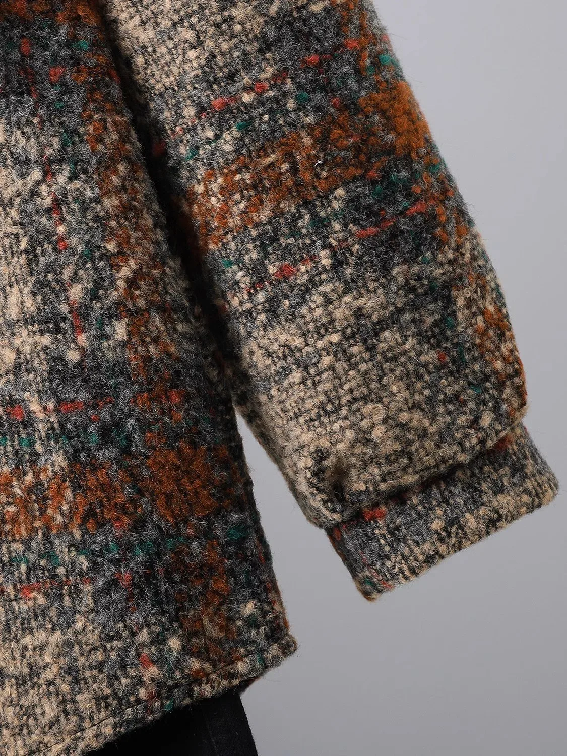 Женская клетчатая рубашка в стиле ретро осенне-зимняя плотная Шерстяная женская