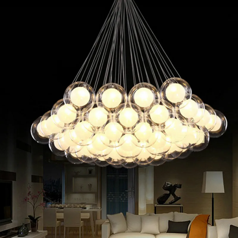 

Nordic personality creative glass spherical modern minimalist living room restaurant coffee shop multi-head chandelier LX110709