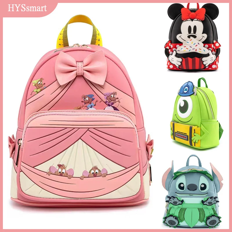 

New Disney Cinderella Pu Leather Women Backpack Stitch Cartoon Chocolate Mickey Oy Story 3 Alien Children Wallet Girls Handbag