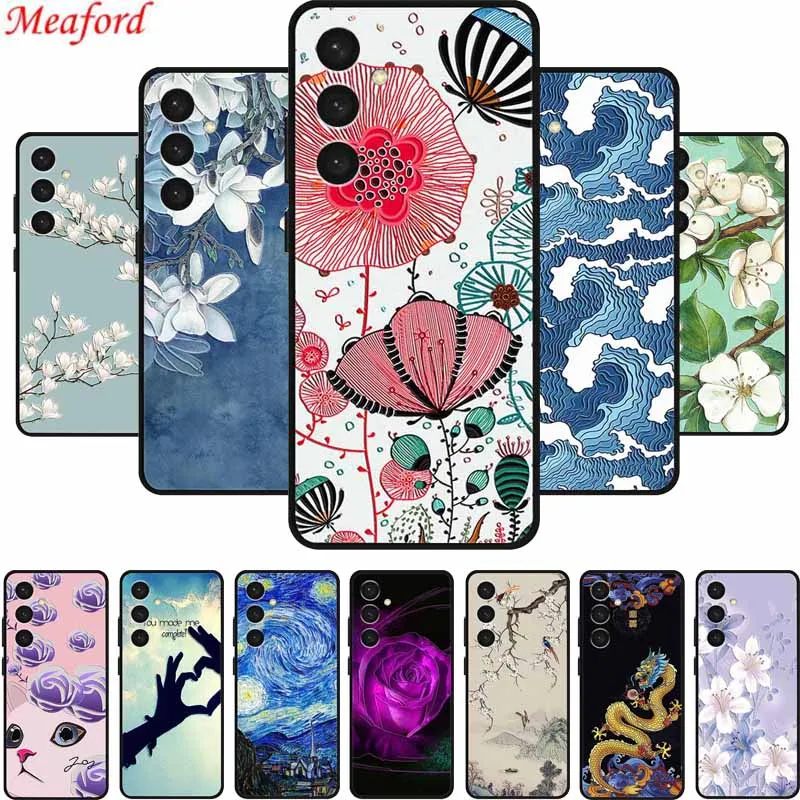 Чехол для Samsung Galaxy M14 4G 3D рельефный тисненый ударопрочный черный силиконовый