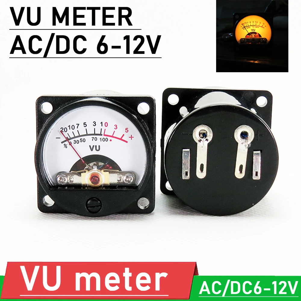 Panel VU Meter header Warm BackLight tube Amplifier Indicator &  Audio Level Amp DB Table AC/DC 6v-12v FOR Driver board