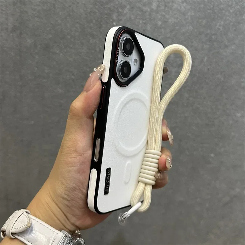 Роскошный матовый кожаный чехол Magsafe для iPhone 16 15 14 13 12 Pro Max беспроводное зарядное