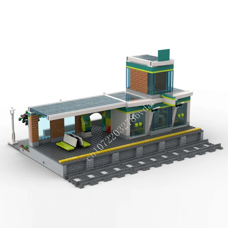 Модель железнодорожной станции Moc 934 шт. строительные блоки сборные кирпичи