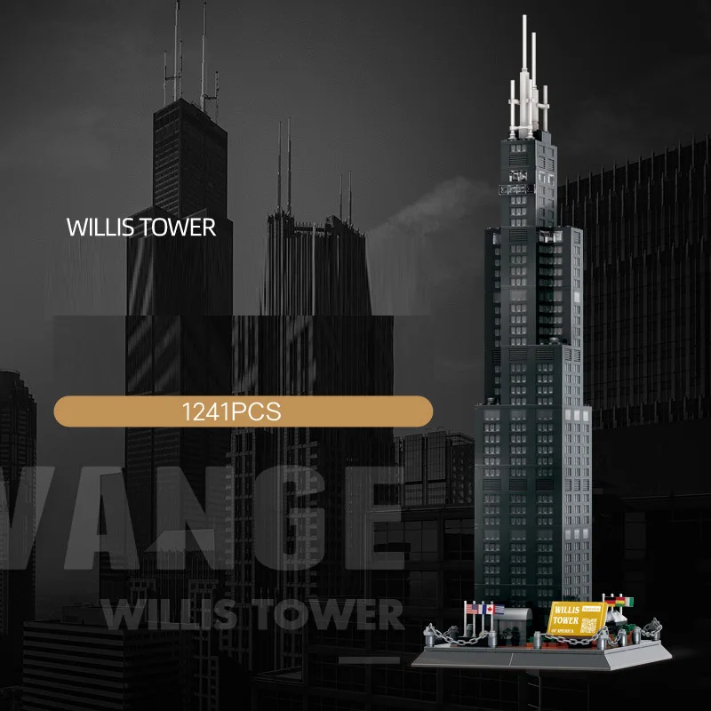 

America Modern World Famous Commercial Architecture Building Block United States Chicago Willis Tower Assemble Model Brick Toy