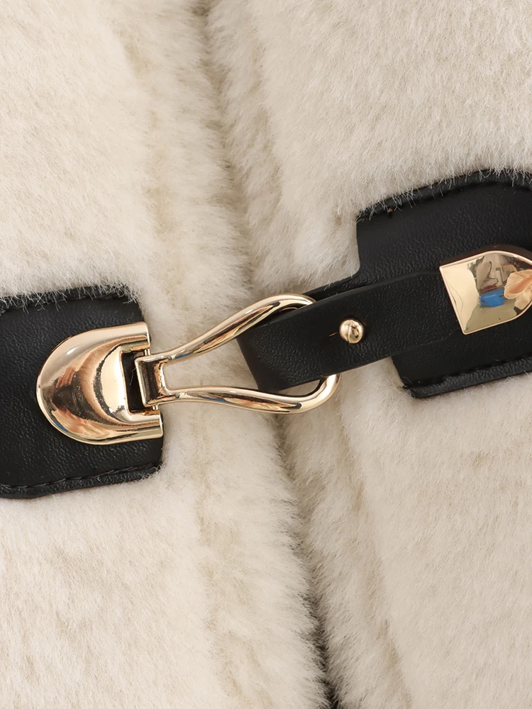 Осень 2024 повседневные женские топы пальто из искусственного меха с узлом