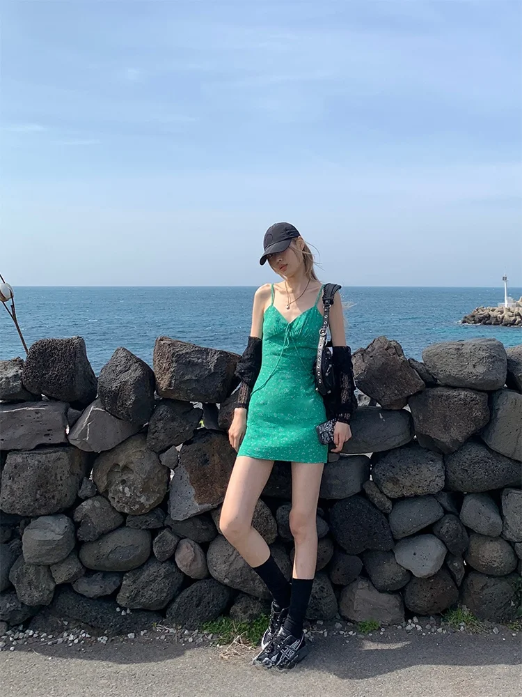 Pu Xia Pursummer Платье с цветочным принтом 2024 новое женское летнее короткое платье юбка